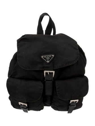 Prada Enameled Metal Triangle Backpack