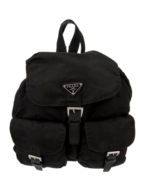 Prada Enameled Metal Triangle Backpack