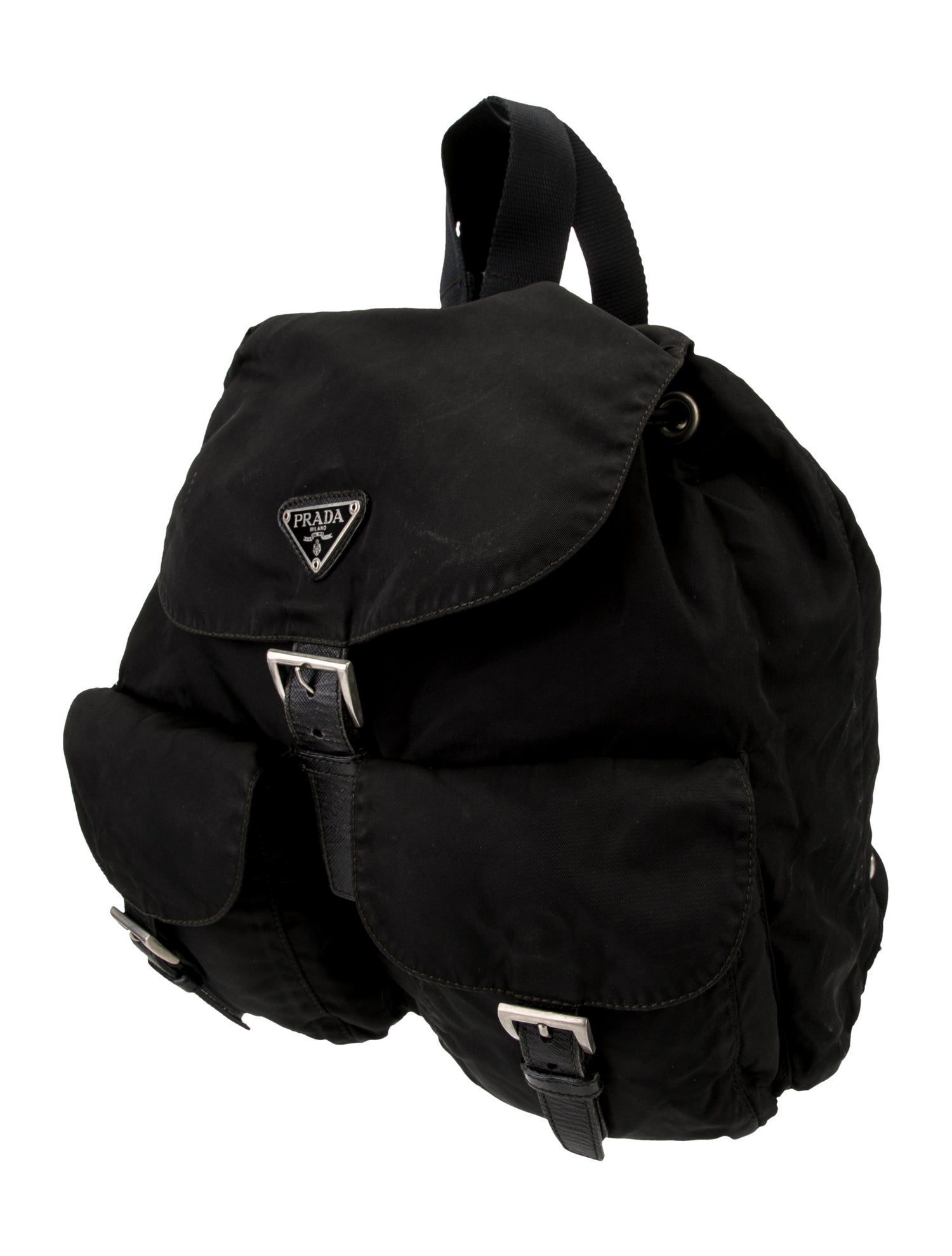 Prada Enameled Metal Triangle Backpack