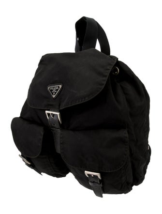Prada Enameled Metal Triangle Backpack