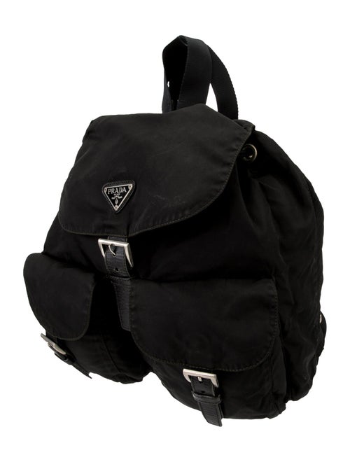 Prada Enameled Metal Triangle Backpack