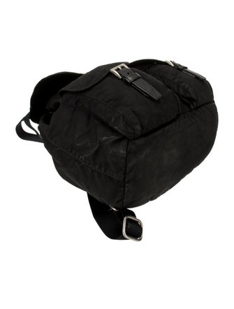 Prada Enameled Metal Triangle Backpack