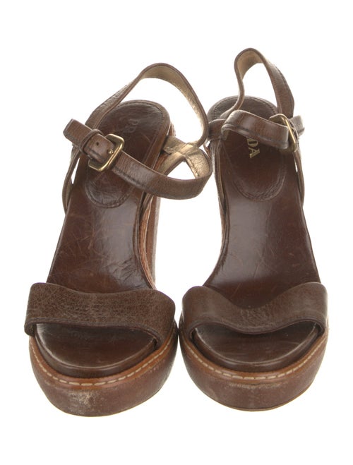 Prada Leather Whipstitch Trim Slingback Sandals