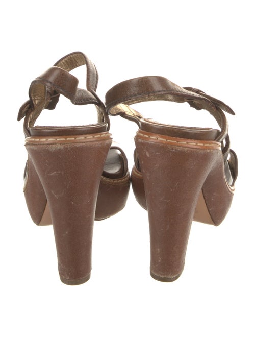 Prada Leather Whipstitch Trim Slingback Sandals