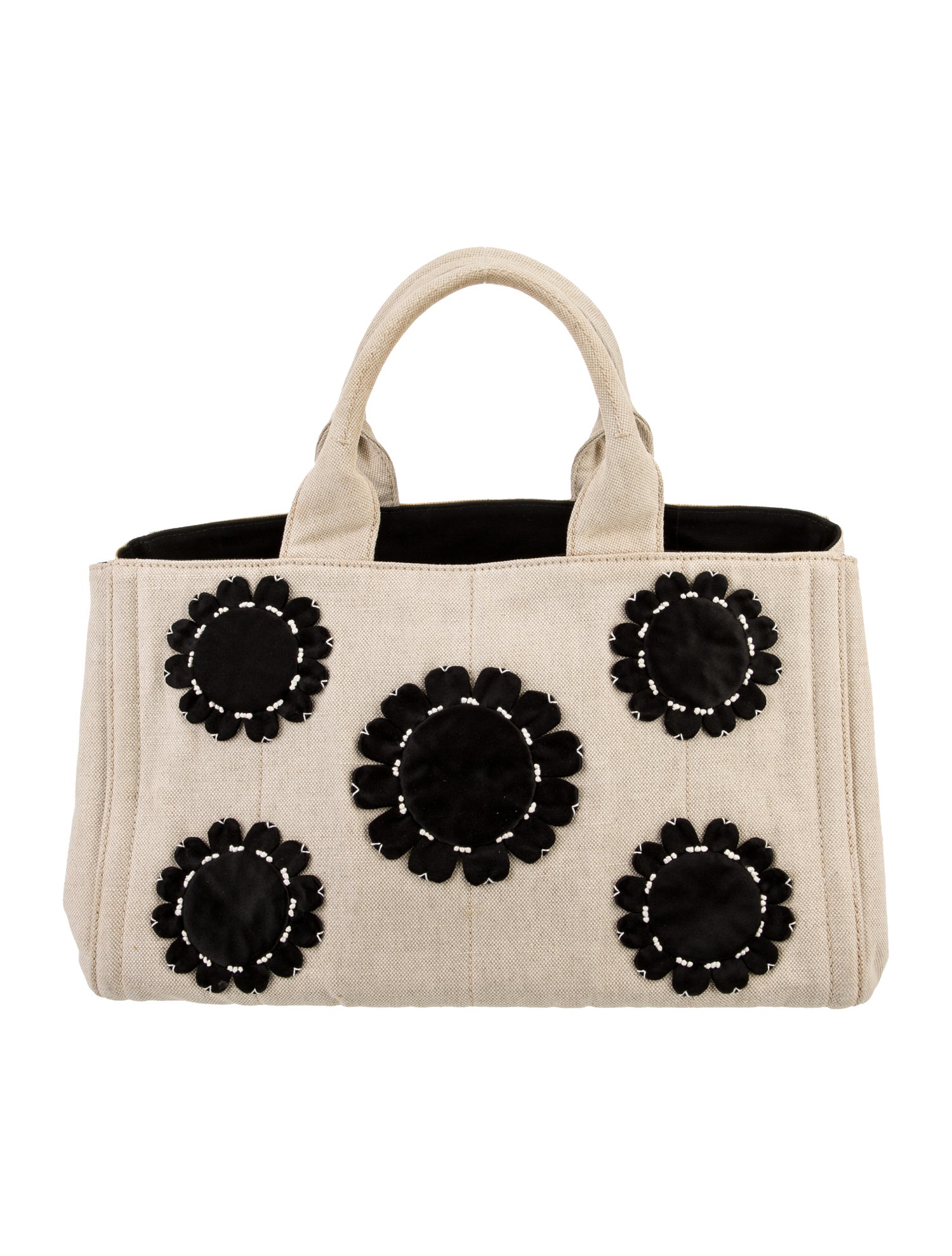 Prada Enameled Metal Triangle /Canapa Tote Large