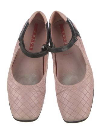 Prada Leather Colorblock Pattern Mary Jane Flats