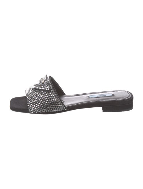Prada Satin Crystal Embellishments Slides