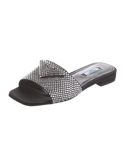 Prada Satin Crystal Embellishments Slides