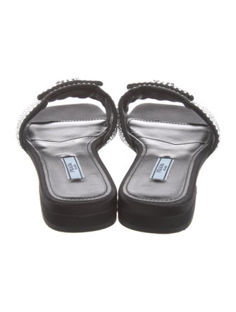 Prada Satin Crystal Embellishments Slides