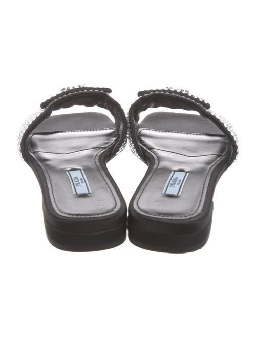 Prada Satin Crystal Embellishments Slides
