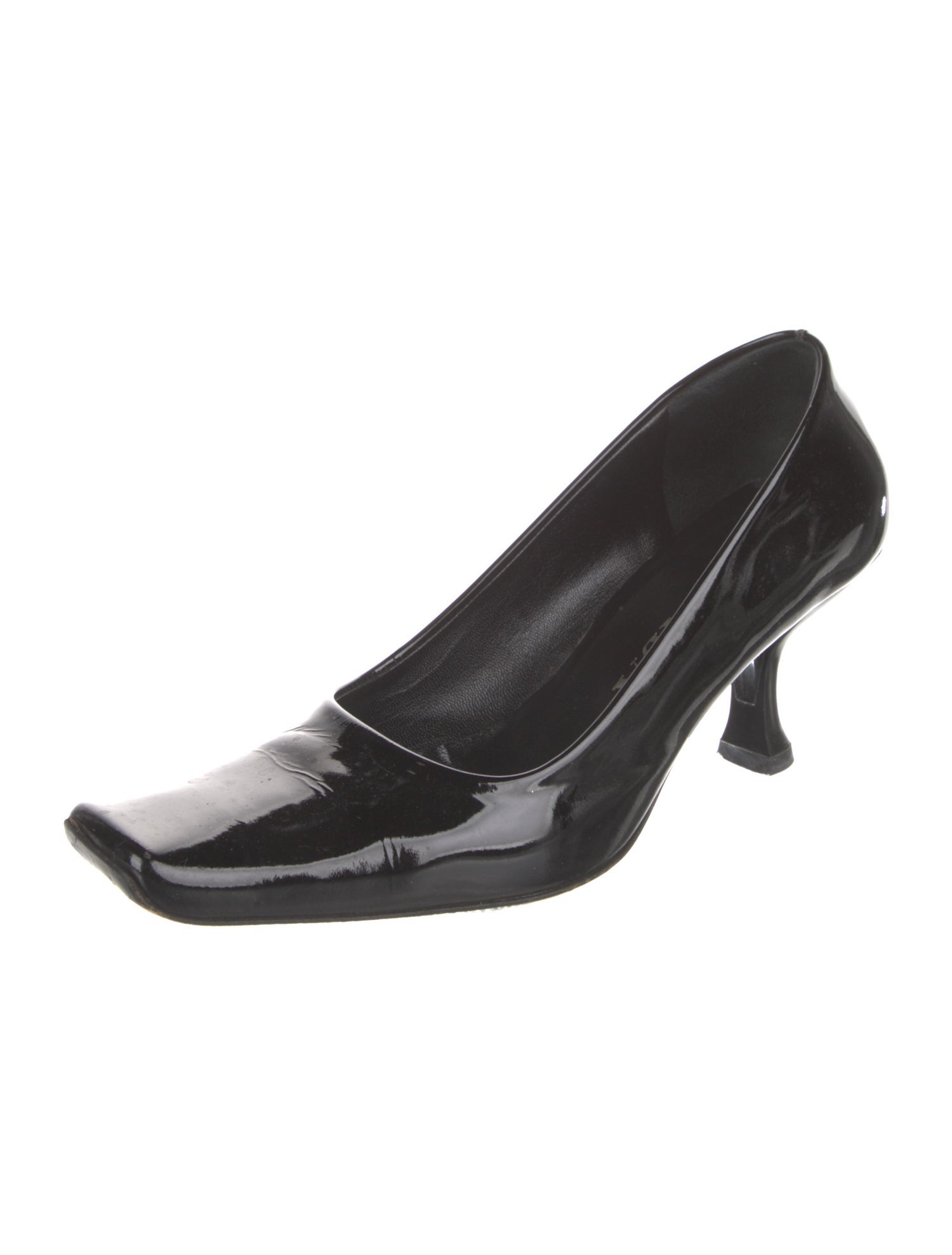 Prada Patent Leather Leather Trim Embellishment Pumps