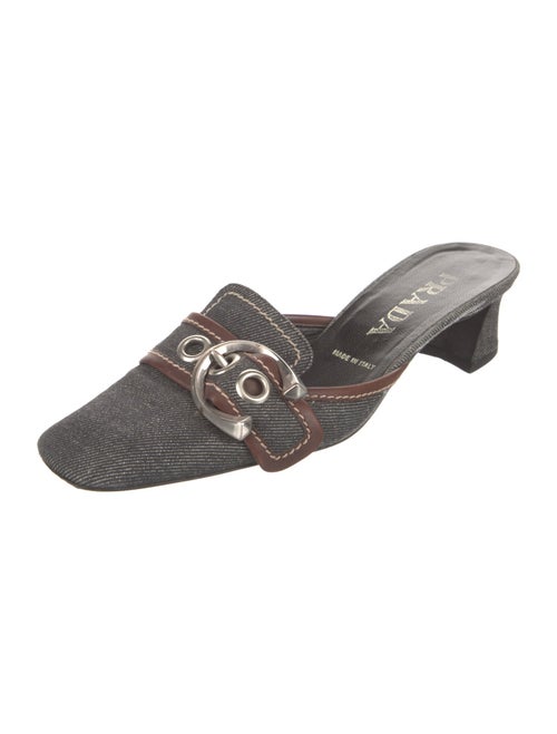 Prada Denim Colorblock Pattern Mules