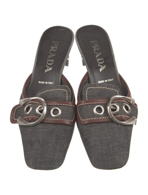 Prada Denim Colorblock Pattern Mules