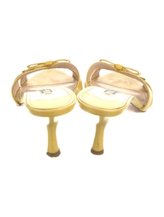 Prada Patent Leather Bow Accents Slides