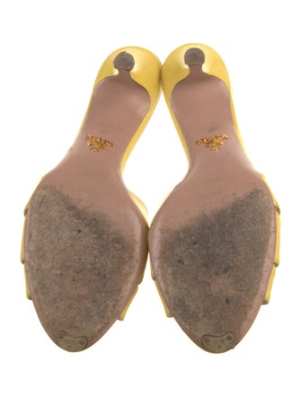 Prada Patent Leather Bow Accents Slides