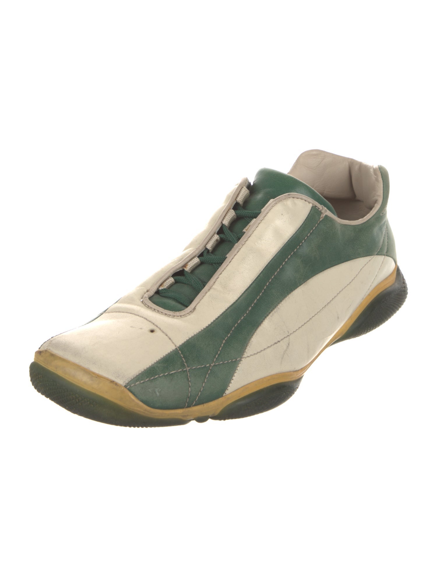 Prada Leather Colorblock Pattern Sneakers