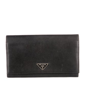 Prada Saffiano Triangle Leather Continental Wallet