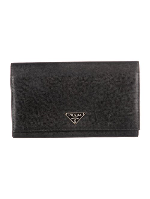 Prada Saffiano Triangle Leather Continental Wallet