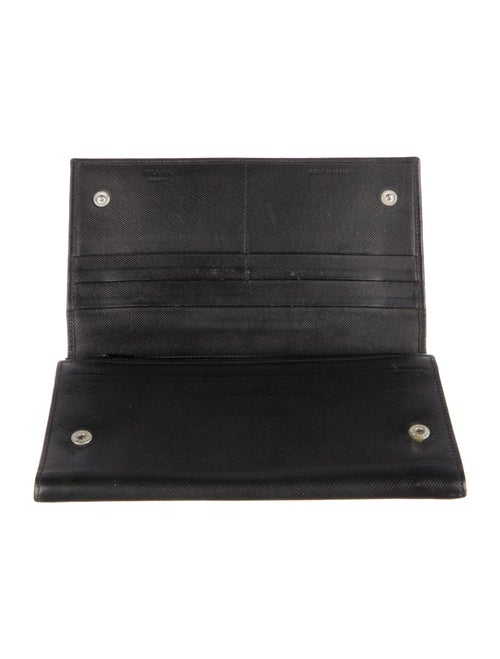 Prada Saffiano Triangle Leather Continental Wallet
