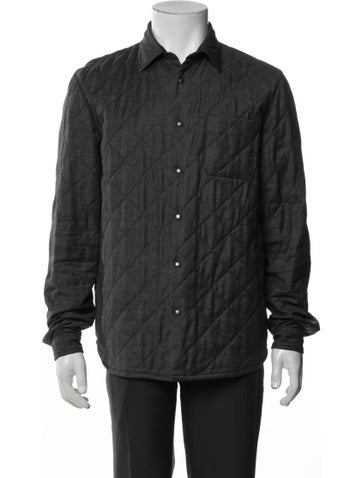 Prada Outerwear 2015 Enameled Metal Triangle Trucker Jacket L