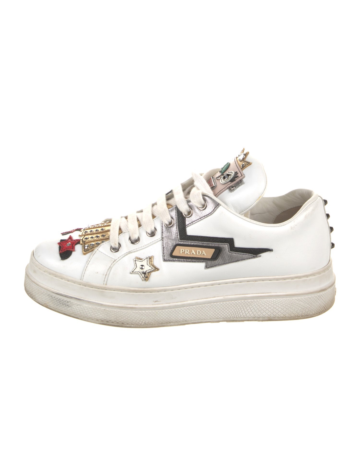 Prada Leather Printed Sneakers
