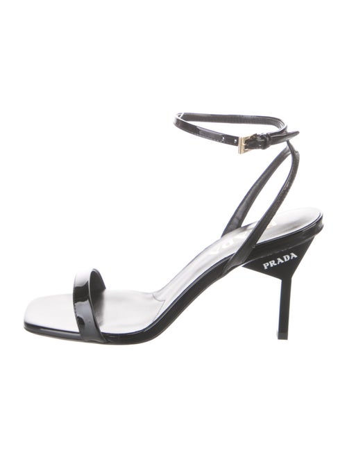 Prada Enameled Metal Triangle Patent Leather Sandals