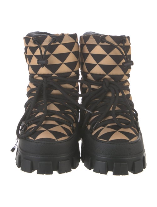 Prada Re-Nylon Après-Ski Enameled Metal Triangle Lace-Up Boots