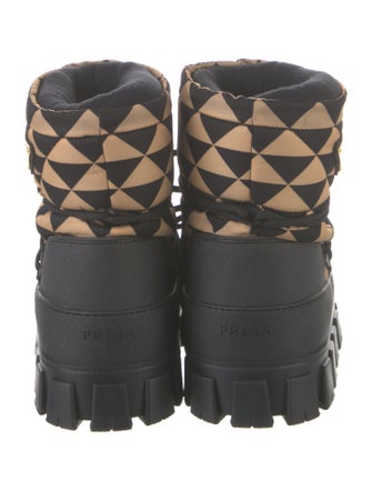 Prada Re-Nylon Après-Ski Enameled Metal Triangle Lace-Up Boots