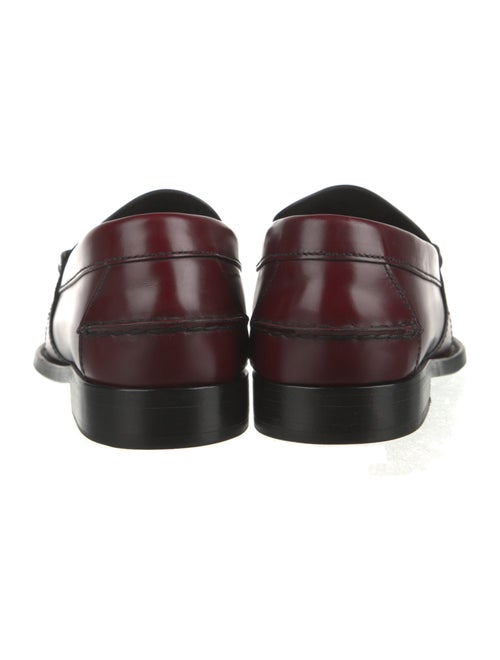Prada Enameled Metal Triangle Patent Leather Loafers