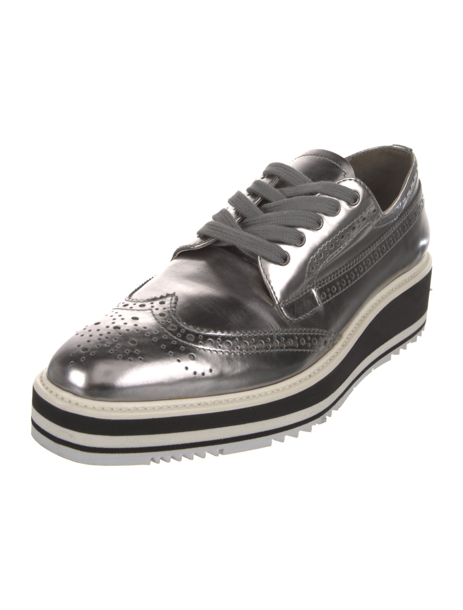 Prada Leather Lasercut Accents Oxfords