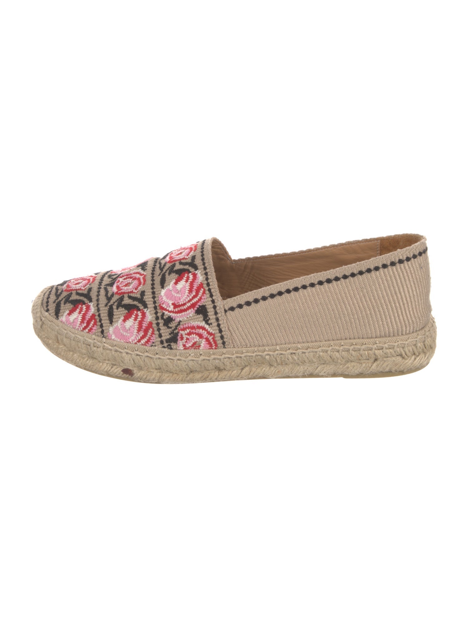 Prada Floral Print Embroidered Accent Espadrilles