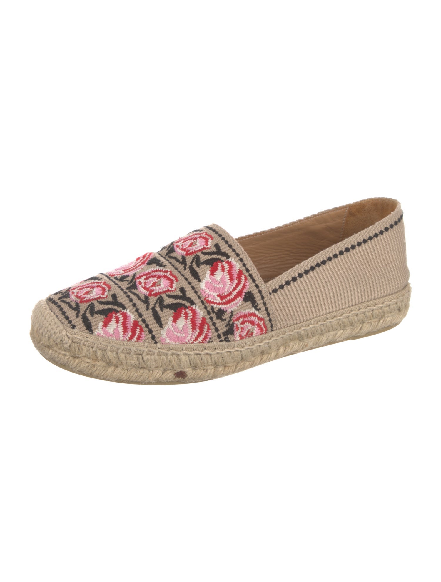 Prada Floral Print Embroidered Accent Espadrilles