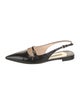 Prada Patent Leather Leather Trim Embellishment Slingback Flats