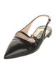 Prada Patent Leather Leather Trim Embellishment Slingback Flats