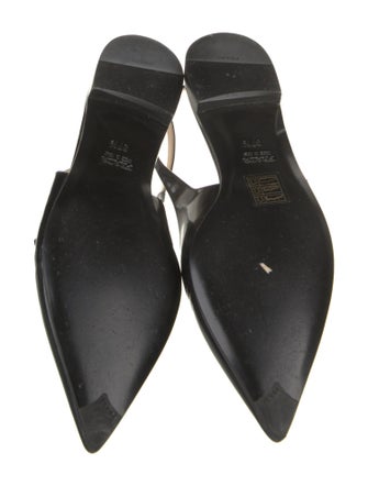 Prada Patent Leather Leather Trim Embellishment Slingback Flats