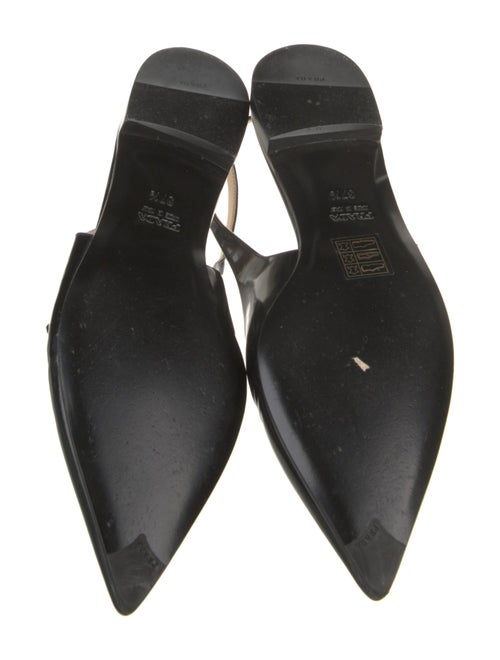 Prada Patent Leather Leather Trim Embellishment Slingback Flats