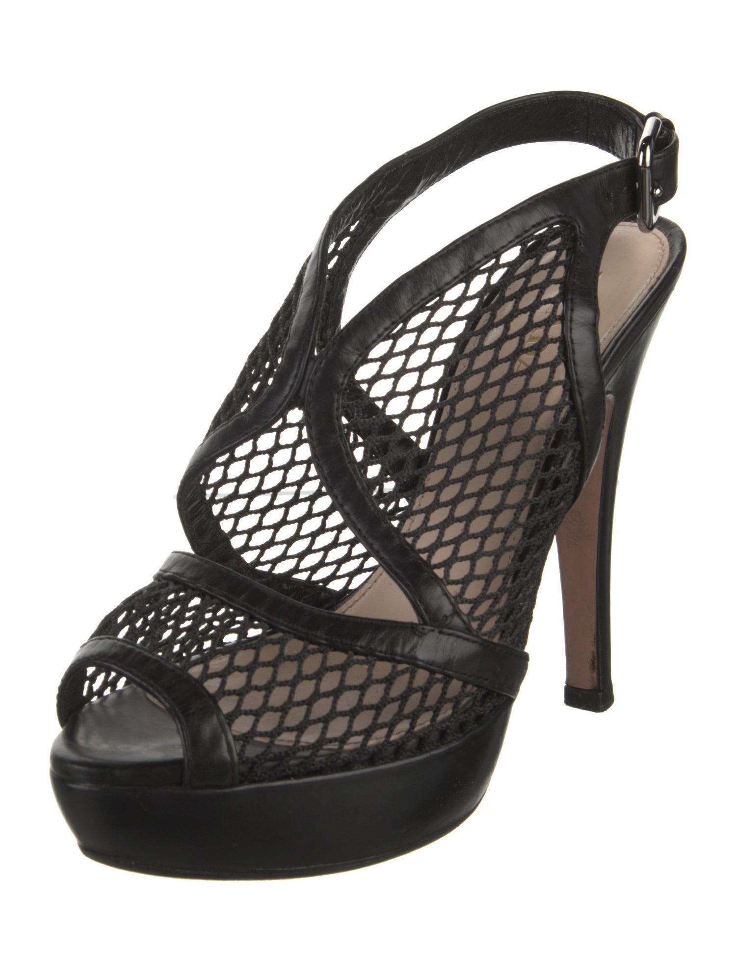 Prada Mesh Colorblock Pattern Slingback Pumps
