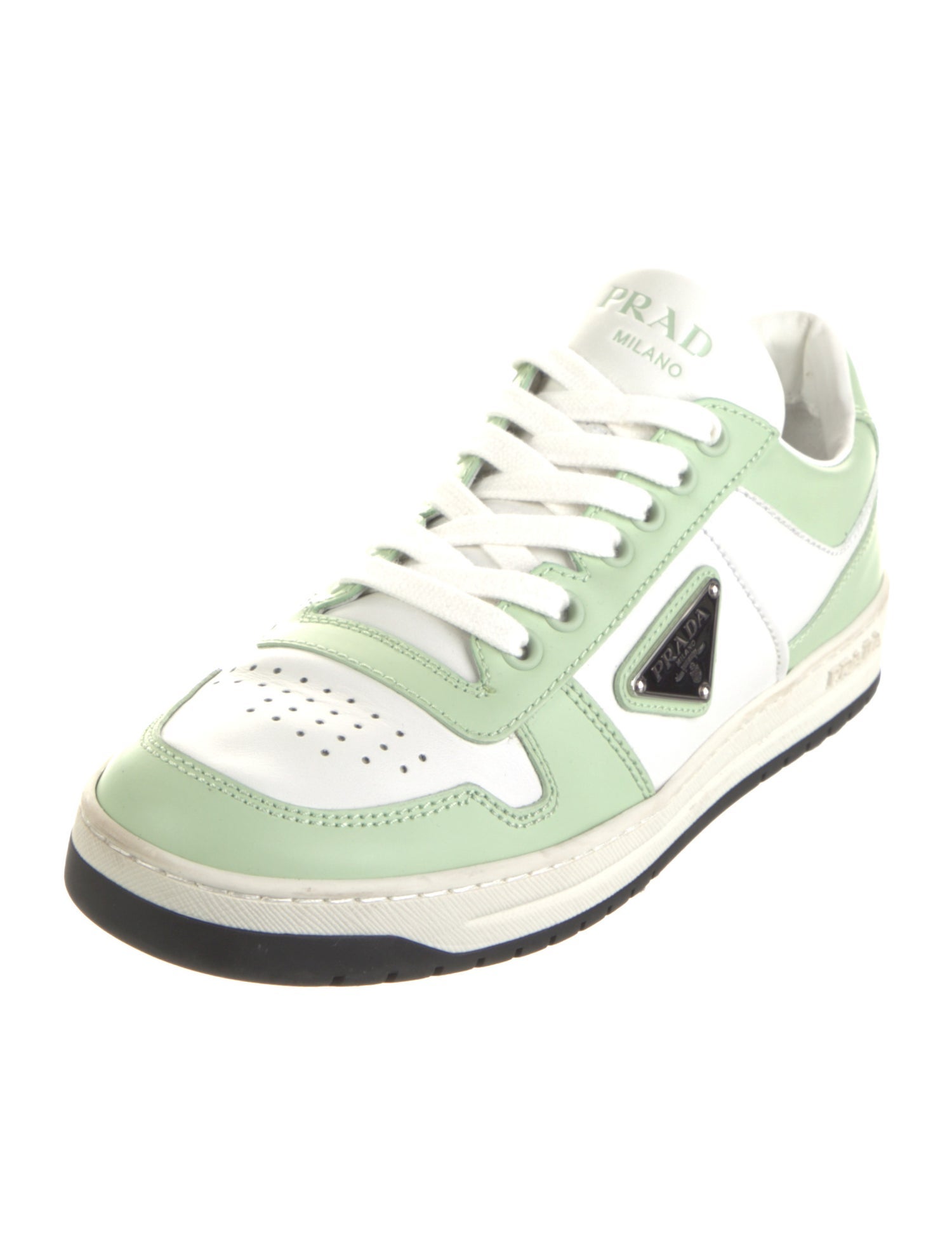Prada Leather Colorblock Pattern Sneakers