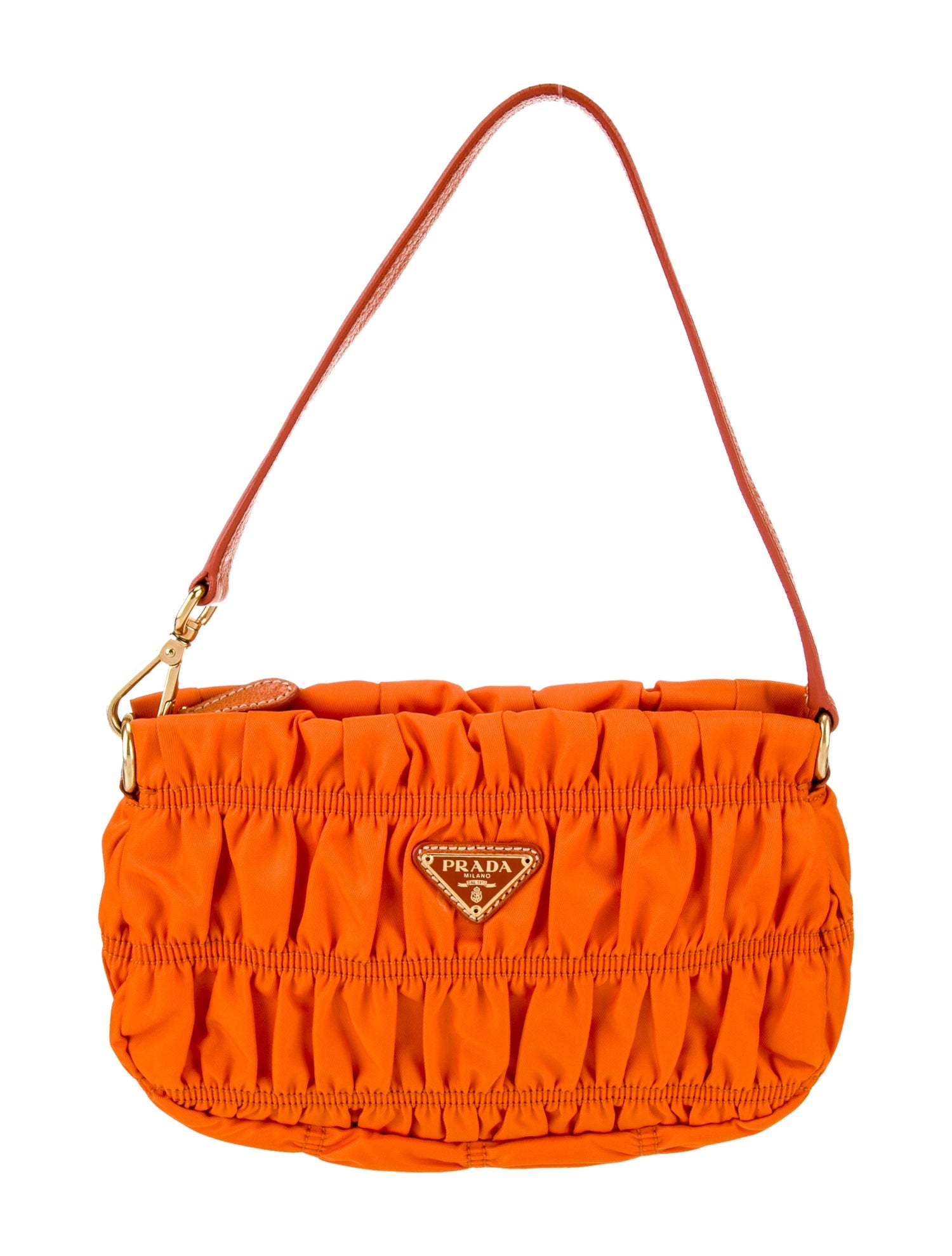 Prada Enameled Metal Triangle Gaufre Pochette