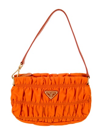 Prada Enameled Metal Triangle Gaufre Pochette