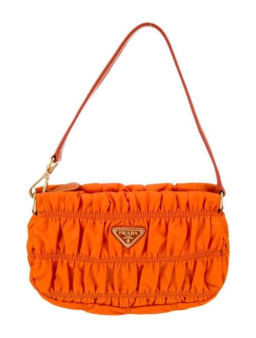 Prada Enameled Metal Triangle Gaufre Pochette