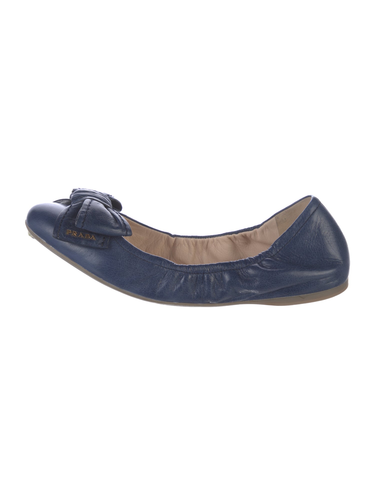 Prada Leather Bow Accents Ballet Flats