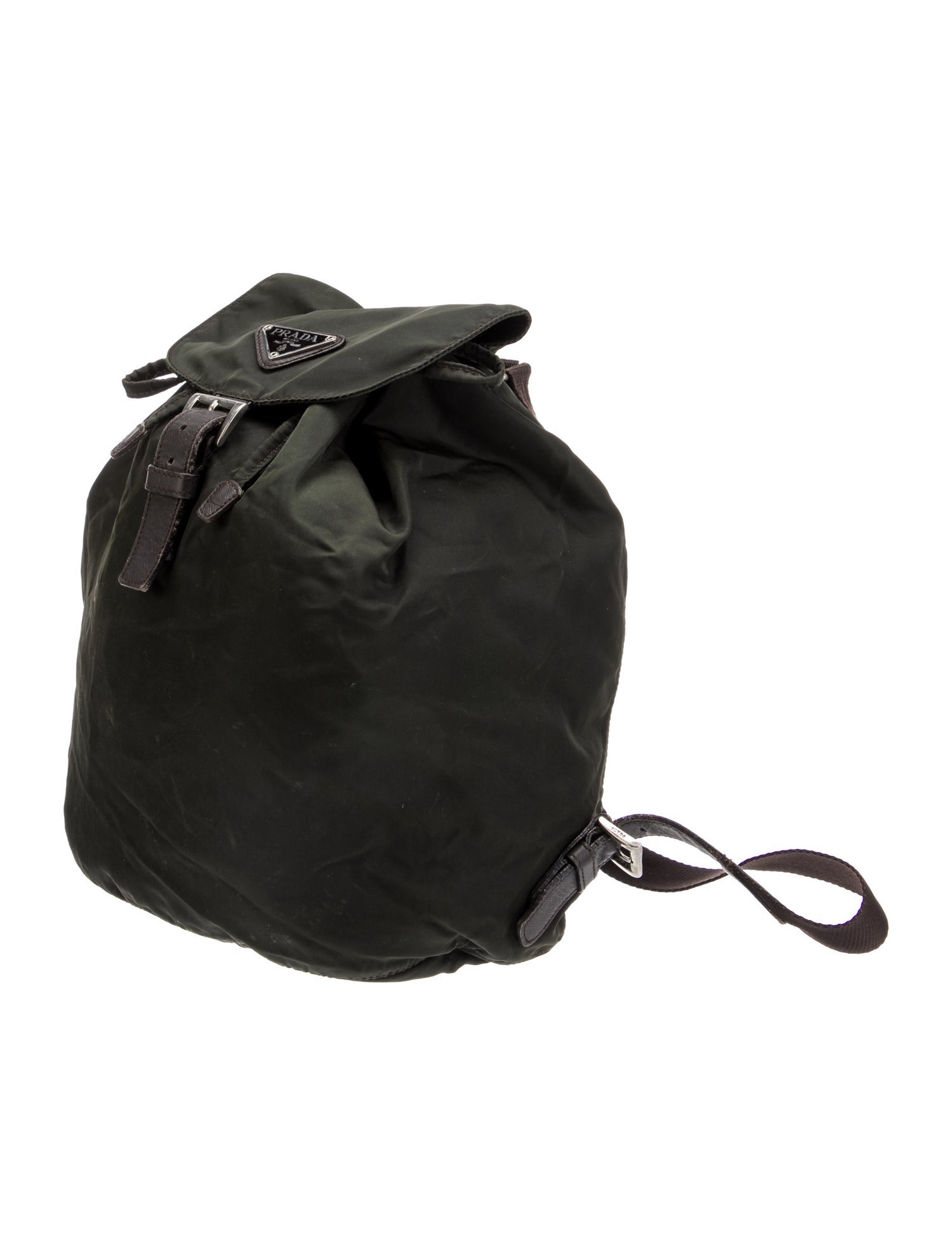 Prada Enameled Metal Triangle Backpack