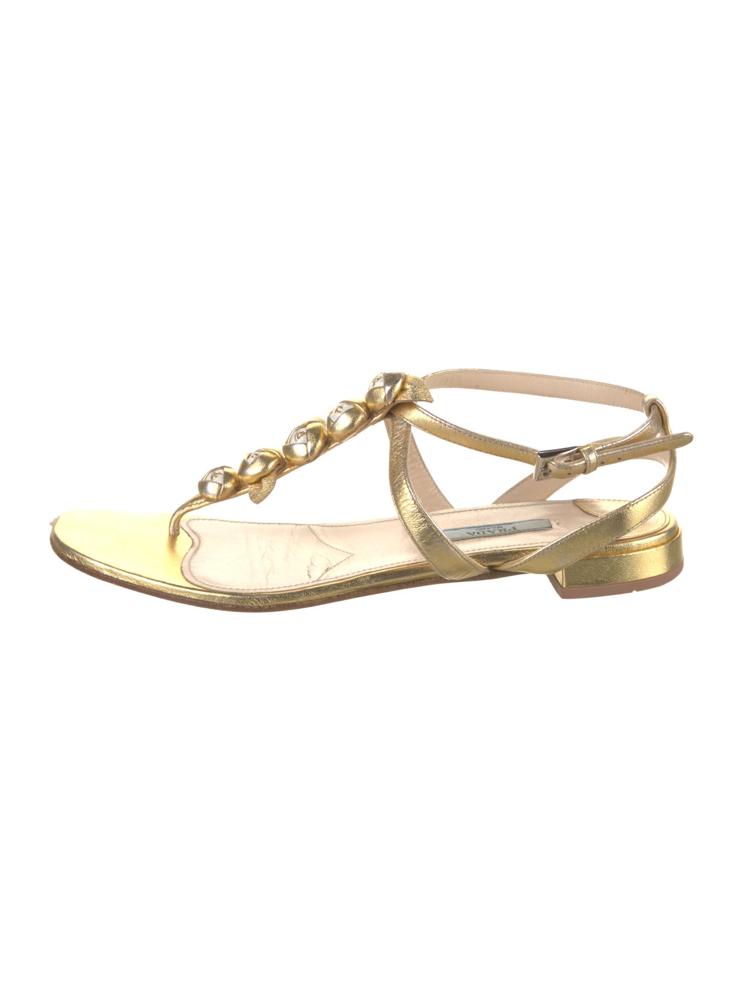 Prada Leather T-Strap Sandals