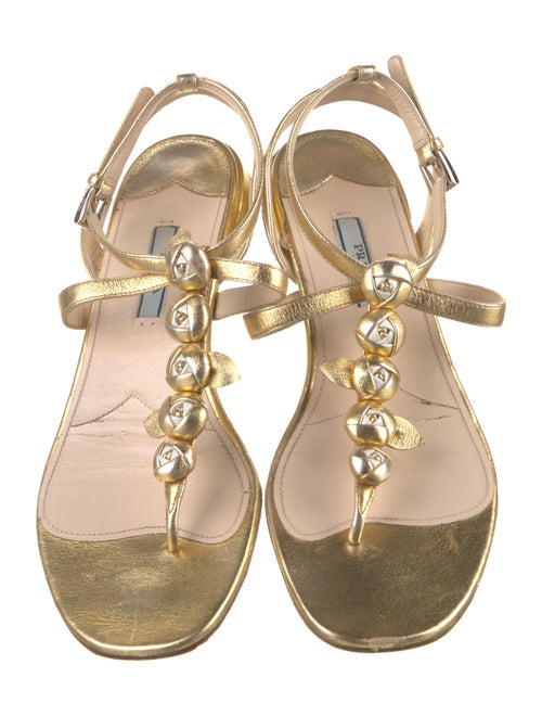 Prada Leather T-Strap Sandals
