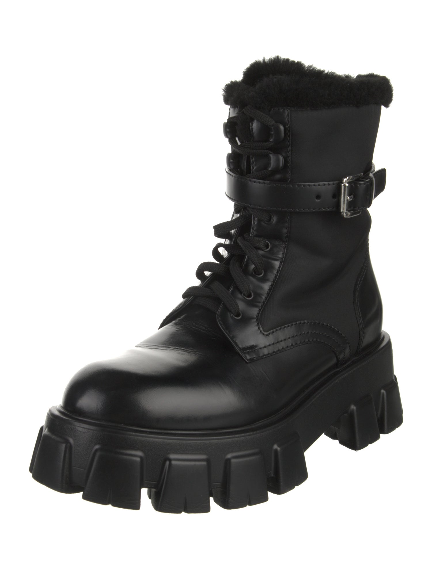Prada Leather Combat Boots