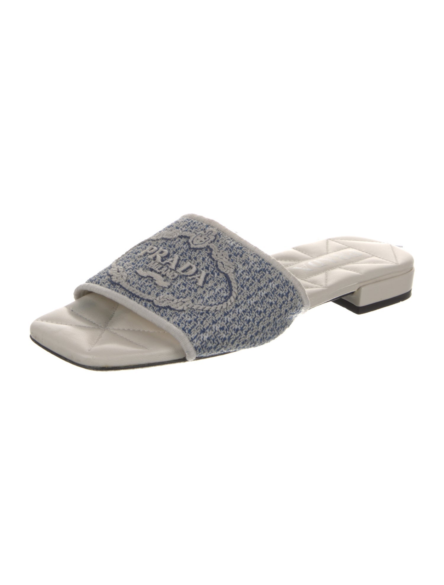 Prada Embroidered Accent Slides