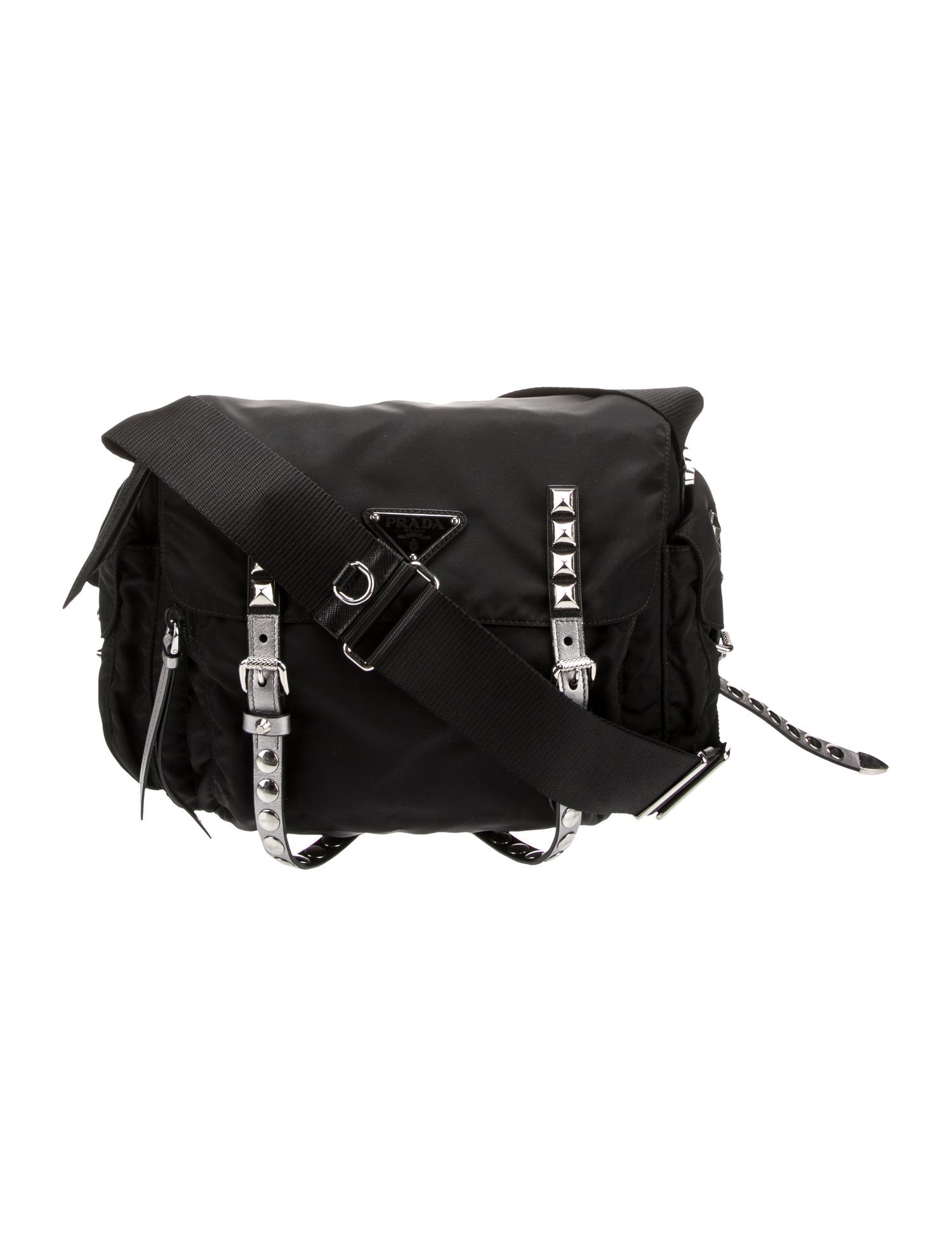 Prada Enameled Metal Triangle Belt Bag