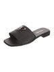 Prada Enameled Metal Triangle Saffiano Leather Slides