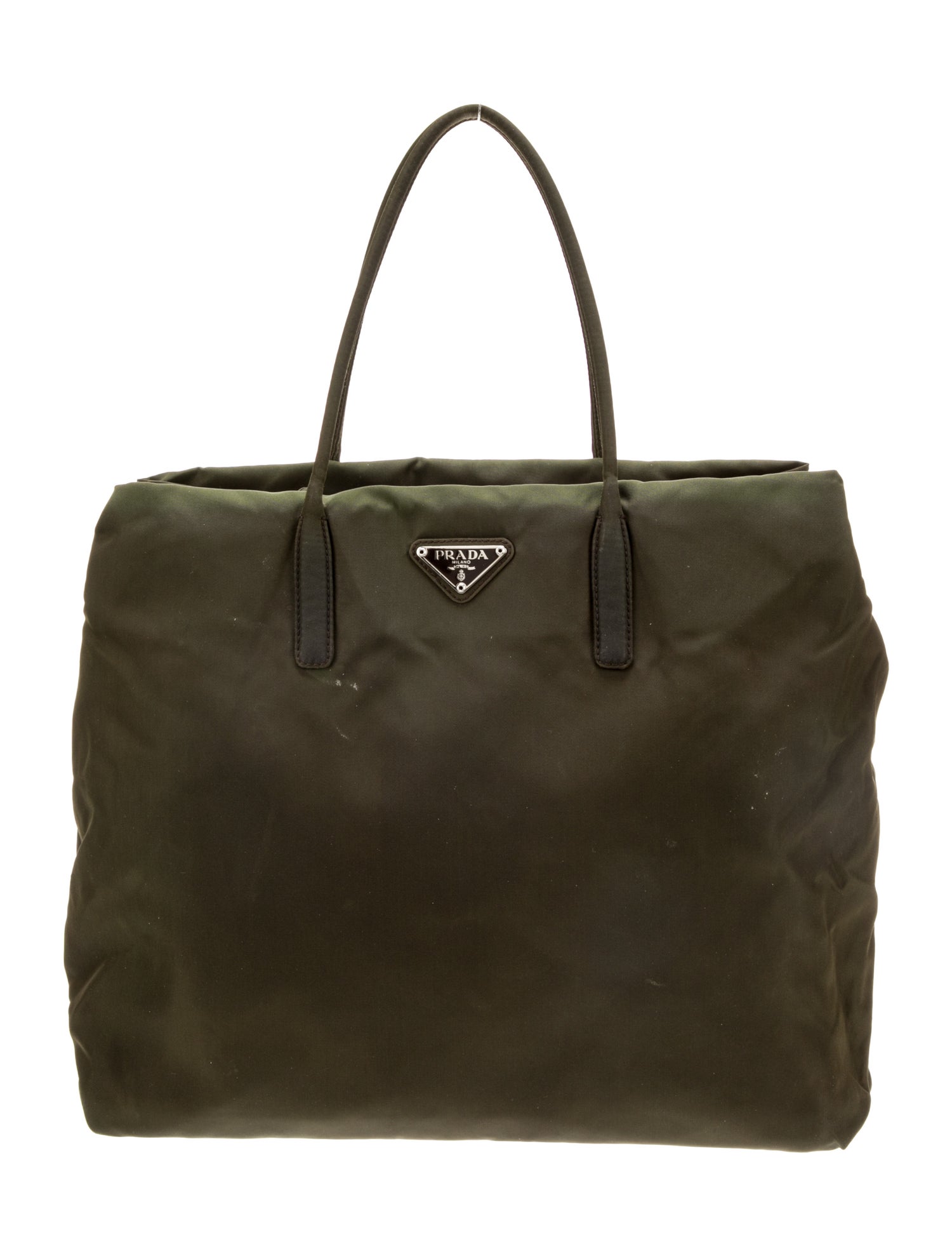 Prada Enameled Metal Triangle Tote